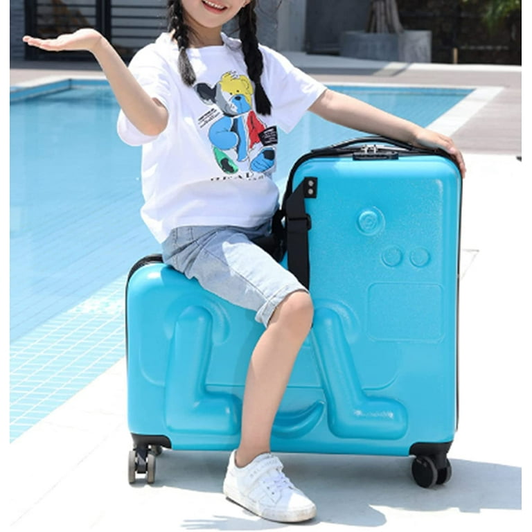 24 Inch Children's Ride On Trolley Luggage, Portable Universal Wheel  Luggage, Waterproof Unisex Boys Girls Travel Suitcase with Lock Rideable  Luggage