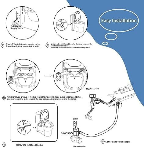 Bidet AMI910- Hot and Cold Water Bidet Attachment for Toilet - Self Cleaning Dual Nozzles(Frontal & Rear Wash) - Non-Electric Mechanical Bidet Toilet Attachment