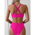 thumbnail image 2 of Women's Push Up V Neck Bikini Sets Criss Cross Back Two Piece Bathing Suit, 2 of 6