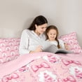 thumbnail image 4 of jejeloiu Pink Christmas Tree Bedding Comforter Set 7-Piece,Happy New Year Cat King Bedding Sets,Cute Bow Bowtie Bed Sheets For Child,Ultra Soft Home Decor Reversible, 4 of 8