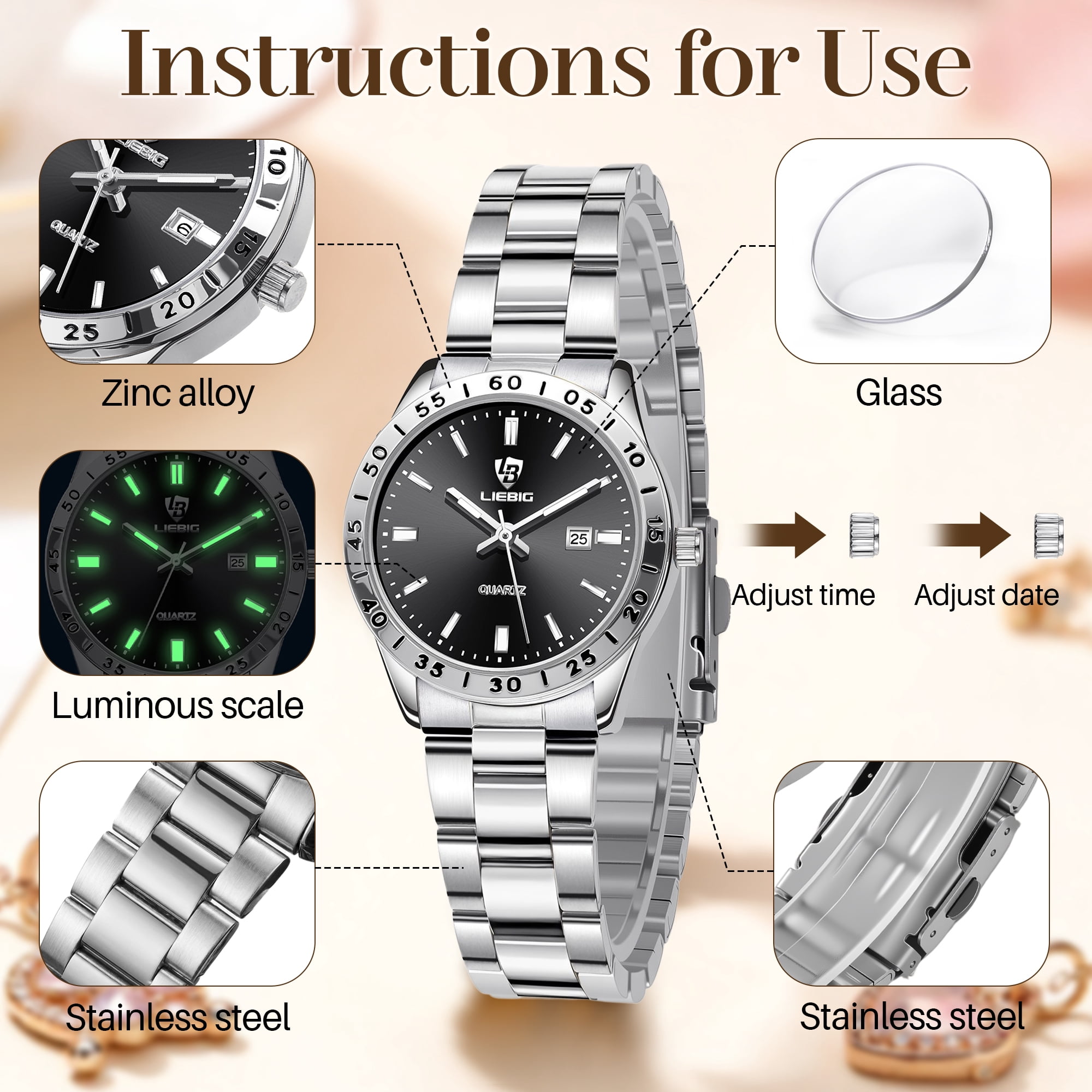 SKMEI Watches for Women Luxury Dress Analog Quartz Women Wristwatch Waterproof Luminous Date Stainless Steel Ladies Watch