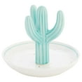 thumbnail image 5 of Cactus Ring Holder, Jewelry Organizer Dish for Women (Teal/White with Gold Foil Polka Dots, 5x4 in), 5 of 10
