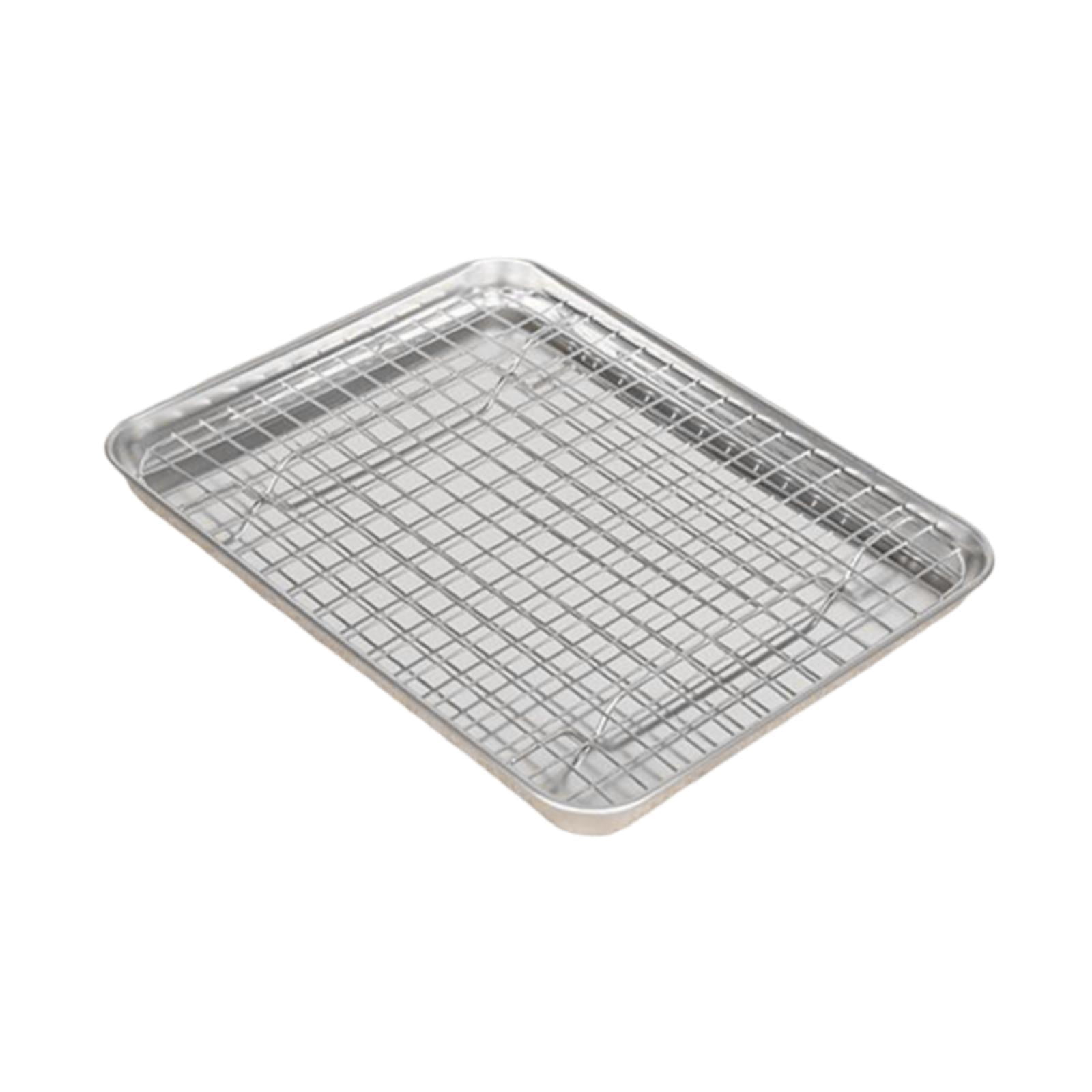 Fiocias Baking Sheet with Rack Bakeware Reusable Food Container Stainless Steel for Home 31.5cmx24.5cmx2.5cm