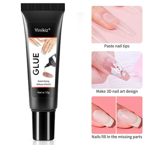 Pisexur Belleza Maquillaje Pegamento sólido para uñas postizas, adhesivo firme para uñas postizas, herramientas de manicura, 10 mlpara mujeres y hombres