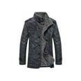 thumbnail image 3 of goowrom Men Leather Coat, Stand Collar Long Sleeve Greatcoat Jacket, 3 of 5