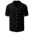 thumbnail image 2 of KaLI_store Blouses & Button-Down Shirts Mens Summer Jacquard Regular Fit Shirts Casual Button Down Short Sleeve Beach Tops with Pocket Black,3XL, 2 of 4