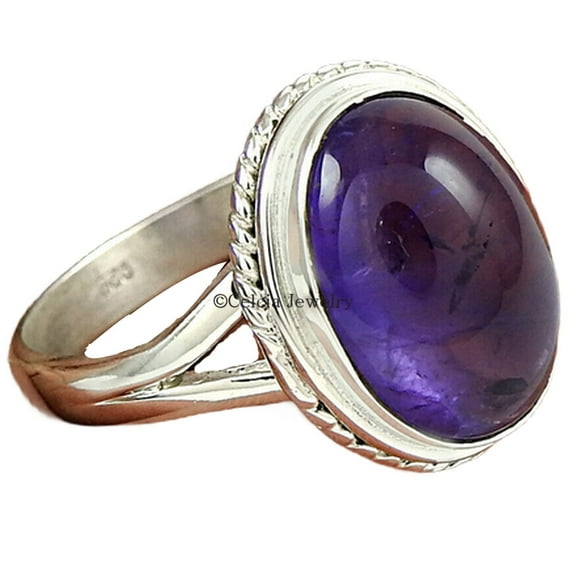 Natural Amethyst Gemstone Ring, Solid 925 Sterling Silver Ring, Beautiful Handmade Jewelry For Women, Purple Stone Oval Ring, Solitaire Ring, February Birthstone Ring, Proposal Ring (amethyst, 7)