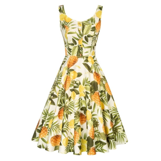 WILLBEST Vestidos Floreados para Mujer Vestido Casual con Estampado Floral para Mujer, Vestido de Verano con Cuello En U sin Mangas, Cómodo para Vacaciones, Ropa de Diario, Atuendo Básico Grande