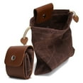thumbnail image 6 of Cheers.US Canvas Collapsible Outdoor Camping Foraging Pouch Mushroom Storage Water Resistant Leather Bushcraft Belt Tinder Dump Pouchs Brown for Travel Camping Hiking Bag, 6 of 9