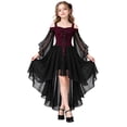 thumbnail image 3 of Gaexia Girls Gothic Vampire Halloween Dress, Black High-Low Chiffon Dress-Up Outfit for Kids, Lightweight Chiffon, for Halloween Trick-or-Treat, 3 of 5