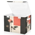 thumbnail image 2 of WOBOGO Pink Rose Large Collapsible Storage Box Flip Lid Fabric Decorative Organizer Container Basket with Handles 16.5×12.6×11.8in, 2 of 7