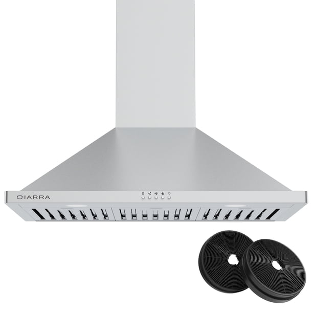 CIARRA Range Hood 30 inch 450 CFM Wall Mount Vent Hood in Stainless Steel with Carbon Filter