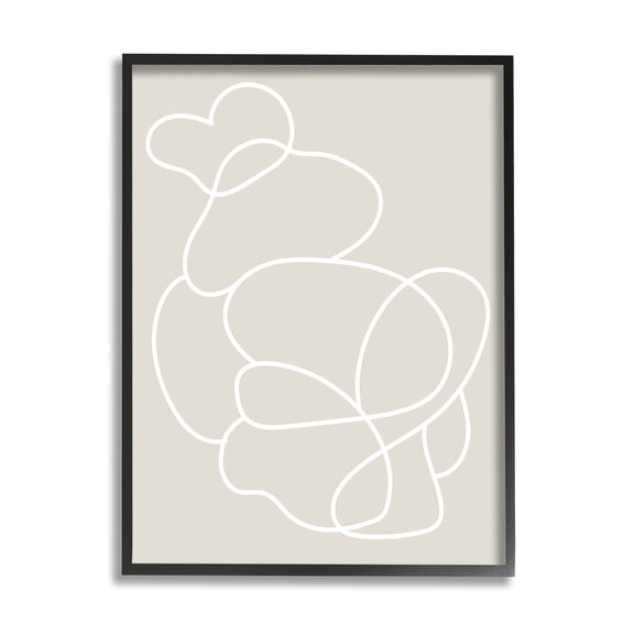 Stupell Industries Abstract Outline Composition Abstract Painting Black Framed Art Print Wall Art, 11 x 14