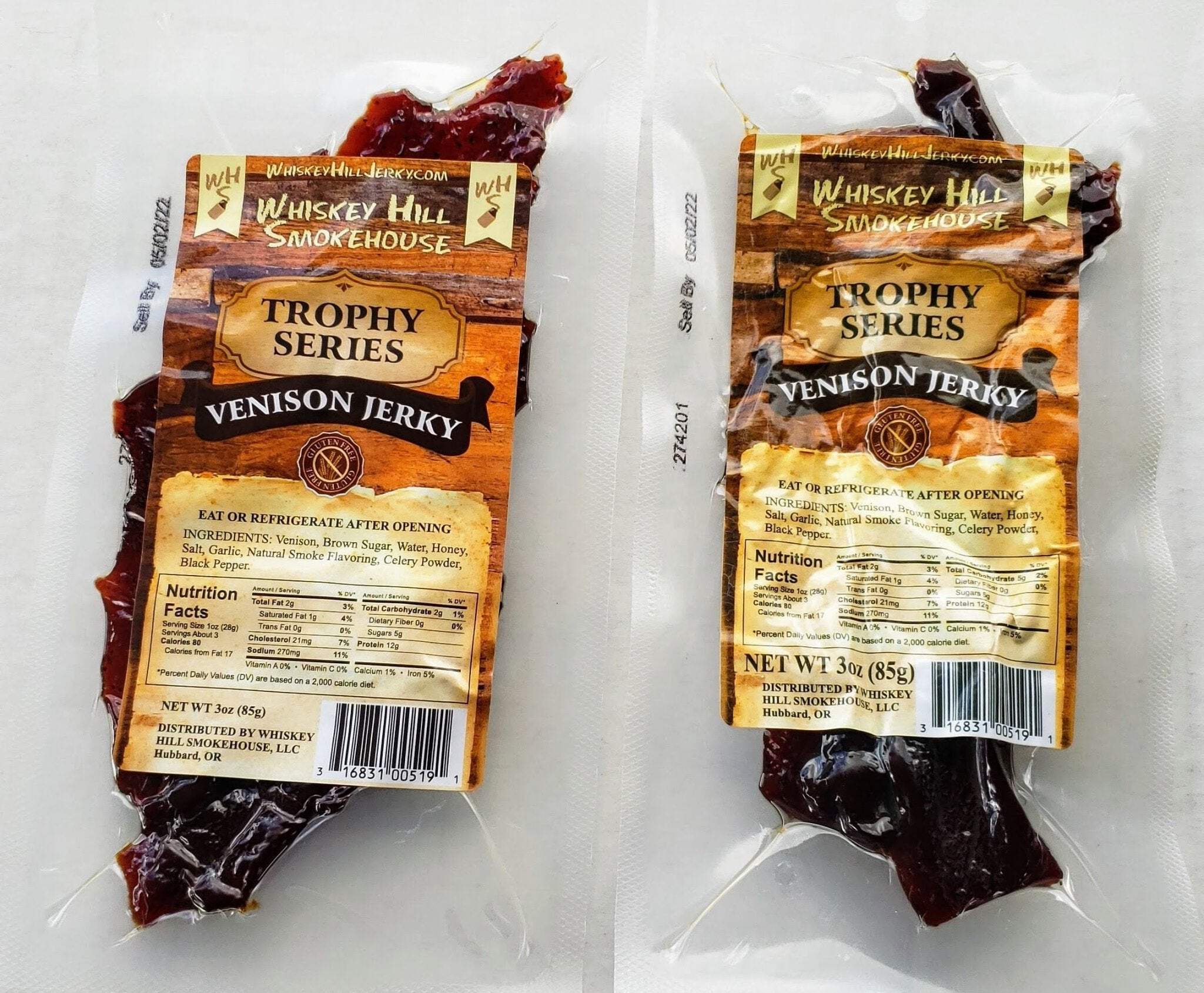 Whiskey Hill Smokehouse - Trophy Series Game Jerky - VENISON Jerky - 100% Venison (3oz)