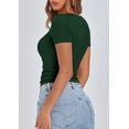 thumbnail image 3 of PRETTYGARDEN Women's Spring Summer Short Sleeve Tops Ribbed Henley Button Slim Fit Basic Casual T Shirts Blouse Clothing, 3 of 10