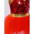 thumbnail image 4 of Haitryli Enfants Filles Paillettes Scintillantes Ballet Danse Tutu Robes Moderne Latin Jazz Danse Performance Costume Rouge 8, 4 of 7