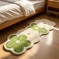 thumbnail image 4 of JWZZYD Scalloped Floral Plush Bathroom Runner Rug, 63"x19.68" Soft Absorbent Non Slip Floor Mat, Washable Flower Pattern Carpet for Bathroom, Bedroom, Entryway & Home Flooring Decor(Green, 1 Pack), 4 of 7