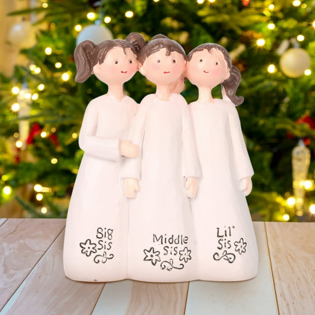 Fiudx Estatua Del Ángel de La Amistad, Figura de Resina Pintada a Mano, Celebra El Vínculo Entre Hermanas, Compañeras o Vecinas, Decoración para Todo El Año, Regalo Inspirador para Mujeres, Tamaño 3