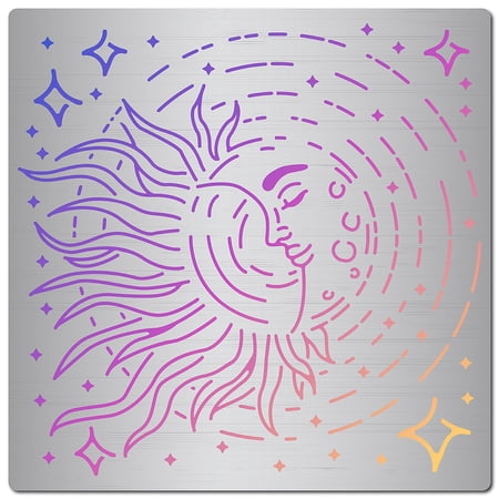 6.3" x 6.3" Moon Sun Planet Metal Stencil Stainless Steel Decoration Galaxy Stars Reusable Template Drawing Painting Stencils