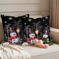 thumbnail image 2 of Black Christmas Outdoor Pillow Covers 16"x16" Set of 2,Waterproof Throw Pillow Covers for Patio Furniture,Winter Snowman Xmas Tree Snowflake Decorative Cushion Pillowcases for Garden Porch Couch Sofa, 2 of 9