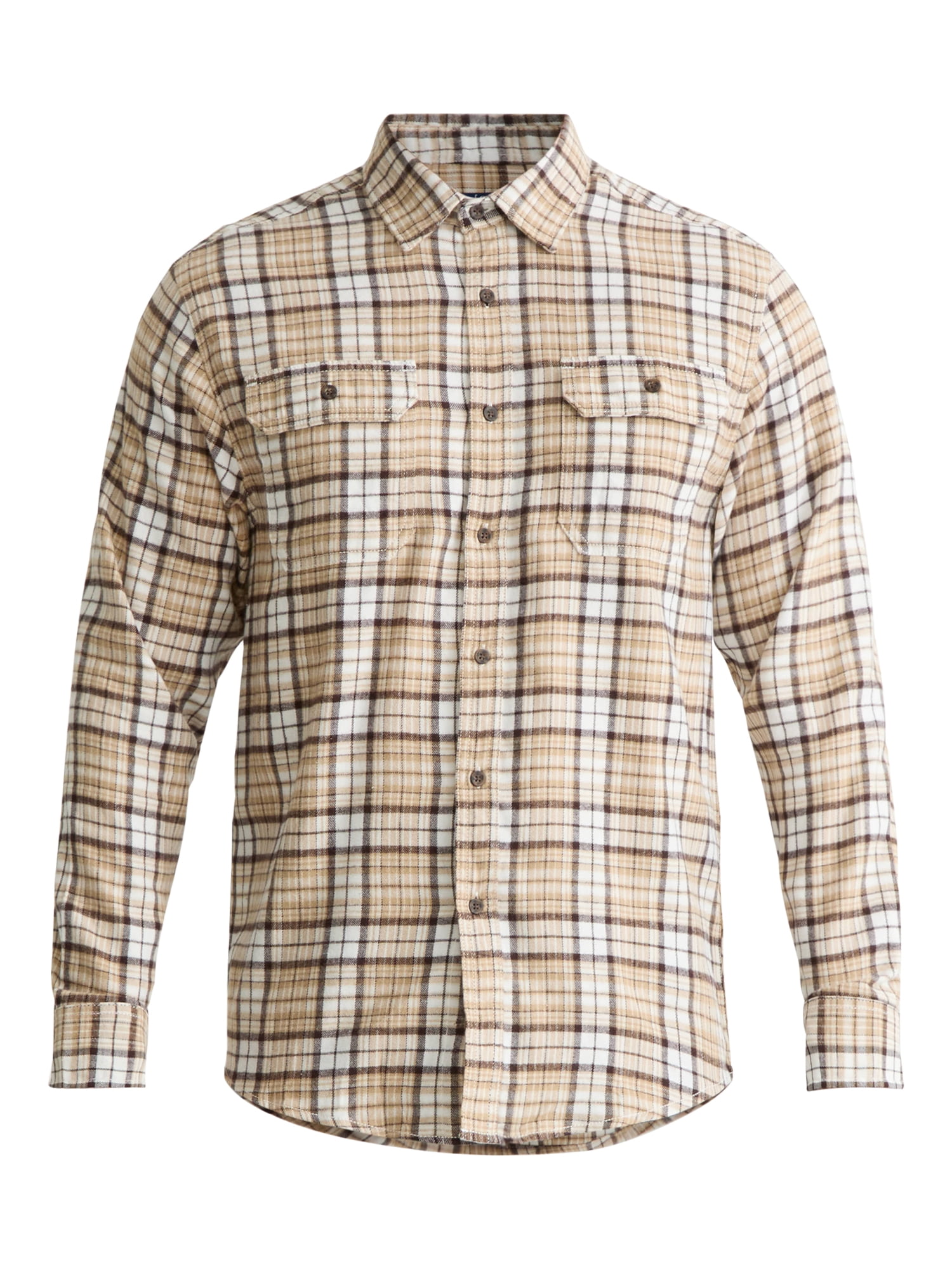 George Men's & Big Men's Relaxed Fit Double Pocket Flannel Shirt, Sizes XS-3XLT