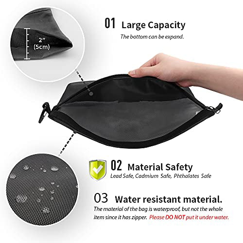 Gray, Small pack all Zipper Pouch School Travel Home Water-Resistant Mesh Zipper Pouch Document Bag for Office 