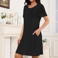 thumbnail image 2 of Wxolcjlv Solid Print Nightgown for Womens Short Sleeve Crew Neck Sleep Dress Night Suit, 2 of 4