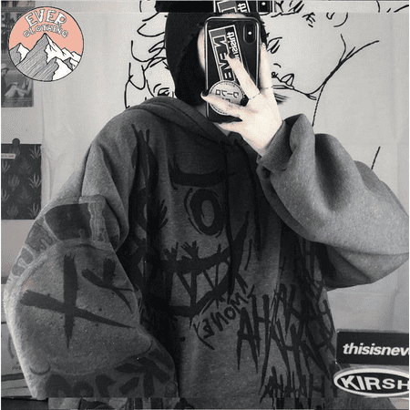 

Japanese Cartoon Print Loose Plus Fleece Jacket Top