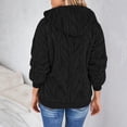thumbnail image 5 of Women's Casual Fleece Jacket, Full Zip Fuzzy Hooded Jacket, Soft Plush Outerwear, Oversized Winter Coat, Long Sleeve Casual Coat, Warm Loungewear, Pocket Detail Jacket Black M, 5 of 8