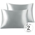 thumbnail image 2 of PiccoCasa Satin Pillowcases, 43 x 63cm Luxury with Envelope Set of 2 Silver Grey, 2 of 7