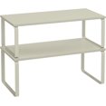 thumbnail image 1 of Cabinet Organizer Shelf, Set of 2 Kitchen Counter Shelves, Kitchen Storage, Spice Rack, Stackable, Expandable, Metal and Engineered Wood, Ink Black and Heather Greige UKCS020X02, 1 of 13