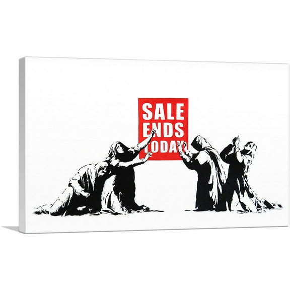 ARTCANVAS Sale Ends Today Canvas Art Print by Banksy - Size: 26" x 18" (0.75" Deep)