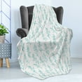 thumbnail image 4 of Floral Soft Flannel Fleece Blanket, Floral Pattern Moderate Essential Botanical Herbs Flower Plants Fresh Twigs Theme, Cozy Plush for Indoor and Outdoor Use, 50" x 60", Green Cream, by Ambesonne, 4 of 5