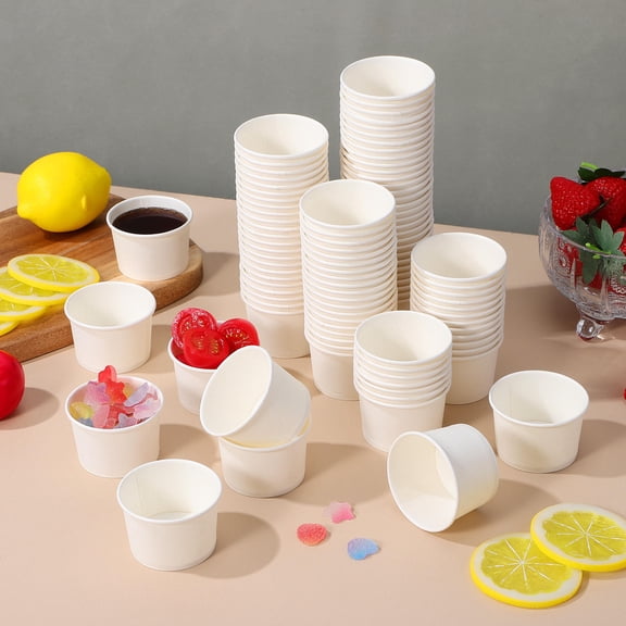 WHAMVOX White Disposable Paper Cups 50ml Small Size with Wide Mouth Design for Daily Use, Ideal for Parties and Office