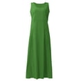 thumbnail image 4 of Dndkilg formal Dresses for Women Petite Floral Boho Womens Long Maxi Dresses Cotton Linen Tank T Shirt Dresses Long Sleeveless Flowy Sundresses for Juniors with Pockets Green 3XL, 4 of 7