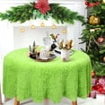 thumbnail image 5 of Christmas Green Faux Fur Tablecloth 60 x 60 Inch Fluffy Shag Dresser Round Green Christmas Tablecloth for Kitchen Dining Table Home Xmas Winter Holiday Party Decoration, 5 of 6