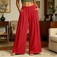 thumbnail image 5 of Qodauz Wide Leg Sweatpants Women Pleated Baggy Casual Pants Button Elastic Waisted Athletic Pant S-2XL, 5 of 7