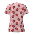 thumbnail image 4 of Naloa Strawberries Print T-Shirts Short Sleeve V Neck Tees for Women Fashion Tops Trendy Lightweight Soft Casual Summer Outfits Clothes, 4 of 5