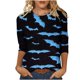 thumbnail image 1 of Camisas Para Mujer Camisetas de Gran Tamaño Mangas 3/4 Moda Impreso Camiseta Suelta Blusa de Longitud Media Cuello Redondo Tops Casuales Odeerbi ODB134010, 1 of 5