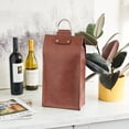 thumbnail image 3 of Viski Faux Leather Wine Bag, 2-Bottle Wine Tote Bag, Party Gifts, Brown, 3 of 5