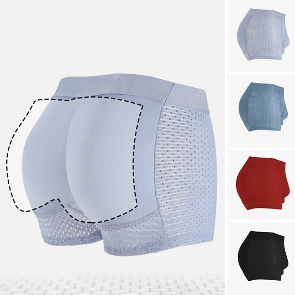 zeranth Men Trunks Built-in Fake Butt Hip Lifter Enhancer Shorts Briefs Padded U Convex Pouch Mid-rise Underwear Shapewear Underpants