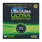 LifeStyles Ultra-Sensitive Lubricated Latex Condoms, 40 Count