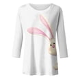 thumbnail image 4 of Women's Casual Easter Print O-Neck Loose 3/4 Sleeve Cropped T-Shirt Top Pink XXL, 4 of 4