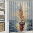 thumbnail image 6 of Pratyus Sailboat Ocean Cloudy Sky Shower Curtain with Hooks Waterproof Polyester Fabric Bathroom Decoration Home Bathtubs Decor with Hooks 69"x72, 6 of 7