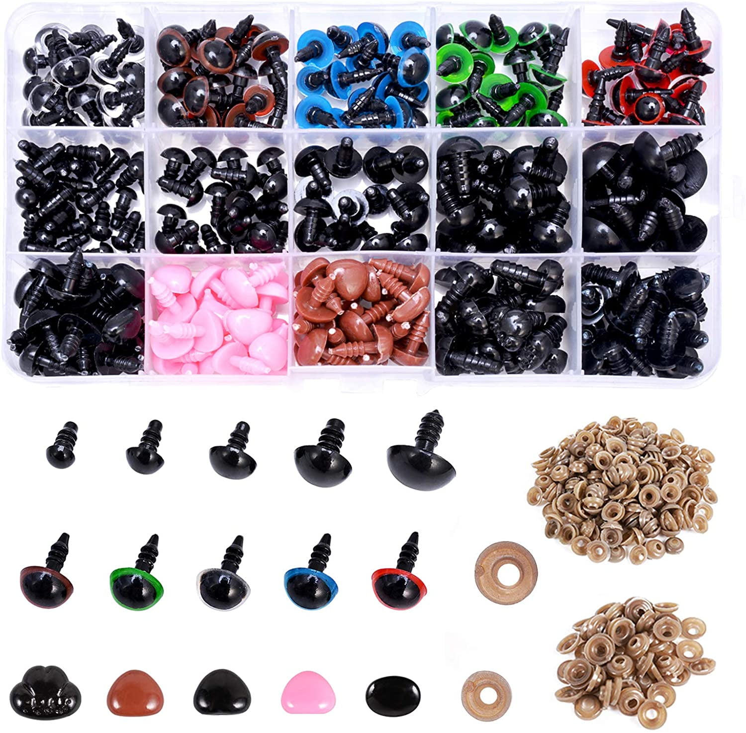 752pcs Safety Eyes and Safety Noses with Washers for Doll, Colorful Plastic  Safety Eyes and Noses Assorted Sizes for Doll, Plush Animal and Teddy Bear  Craft Making by AMOKIA