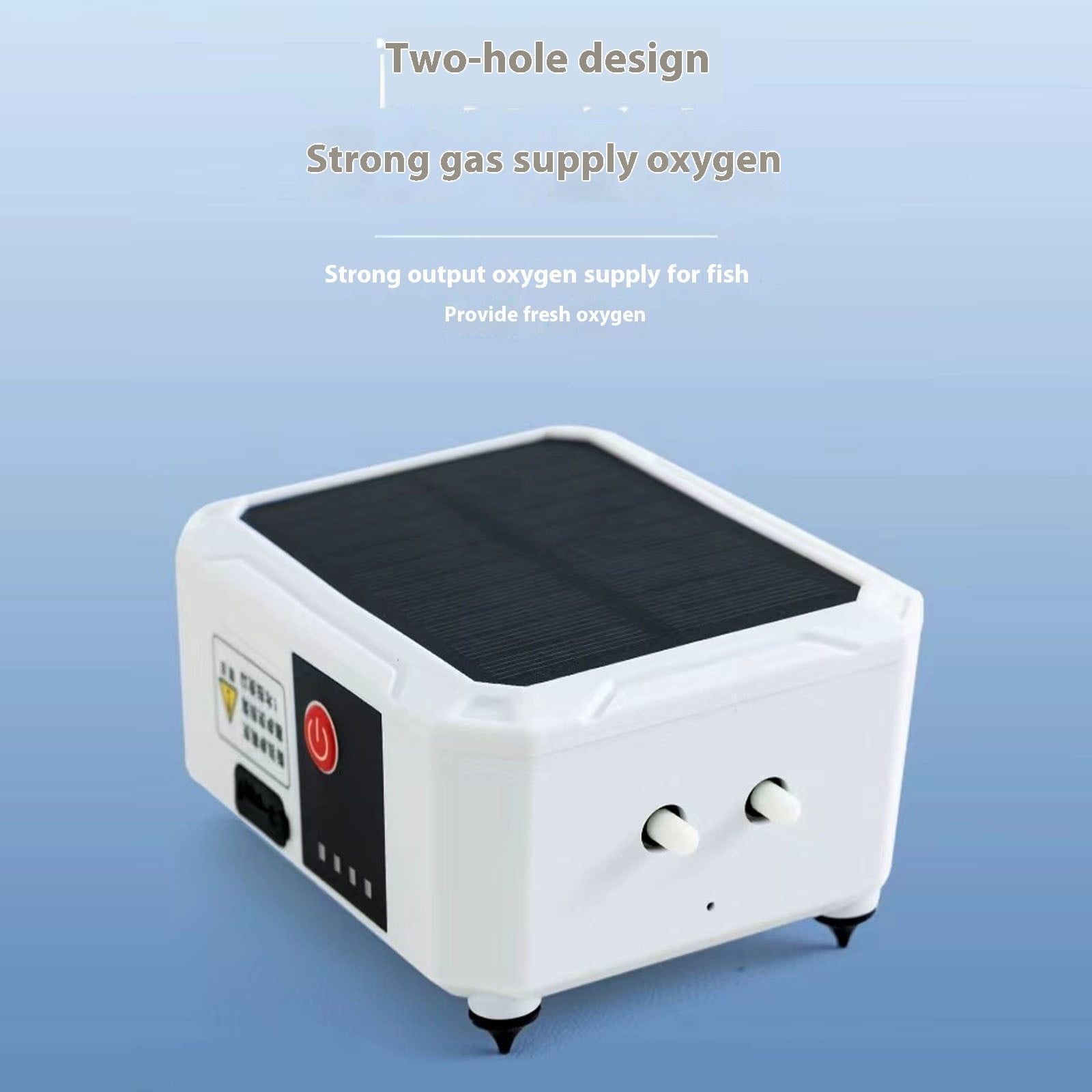 Solar Powered Oxygen Pump - 4.13x2.95x1.77in Dual Hole Aerator for Fish Tank Bait Bucket, USB Rechargeable Water Pump for Outdoor Fishing and Home Aquarium