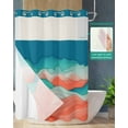 thumbnail image 2 of No Hook Shower Curtain with Snap in Liner, Abstract Pink and Green Mountain Landscape Hotel Shower Curtains for Bathroom, Washable Shower Curtain Liner Set with Mesh Top Window, 48"x72", 2 of 6