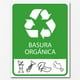 thumbnail image 1 of Señal informativa: "Basura orgánica", en verde y blanco. Plástico estireno calibre 40, ideal para interiores y exteriores, medidas: 25 x 20 cm. Señalamiento, Cartel, Letrero cuadrado, Señalización., 1 of 3
