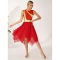 thumbnail image 3 of Oyolan Womens Lyrical Liturgical Praise Dance Dress Gold Color Block Metallic Irregular Worship Red S, 3 of 6