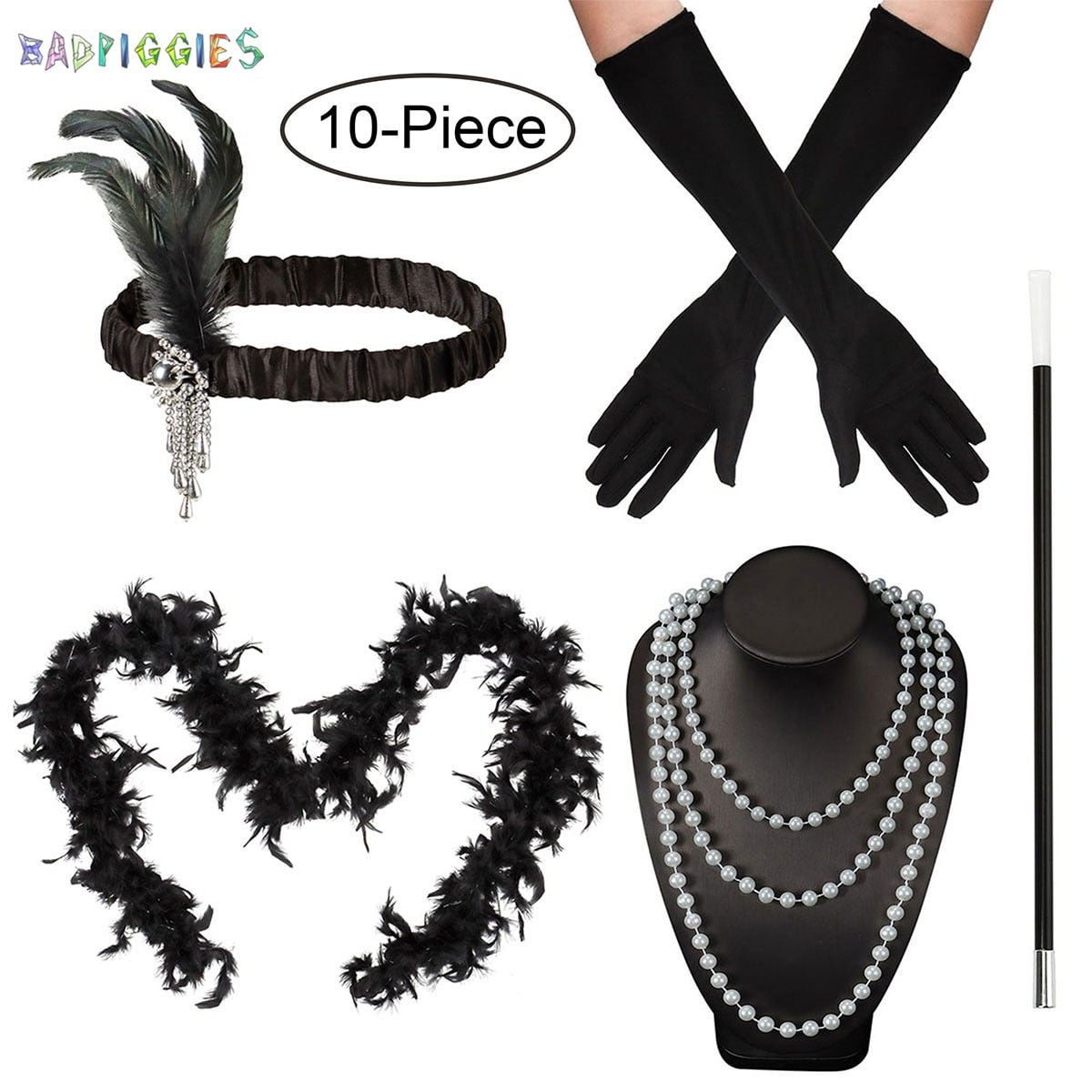 BadPiggies 1920s Flapper Accessories Gatsby Costume Set 20s Flapper